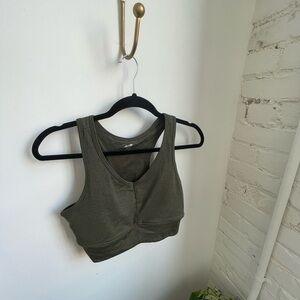 Olive Green Cropped Sports Bra Tank